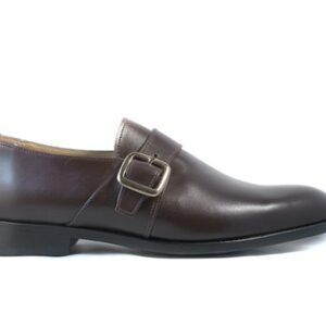Sapatos de Fivela em Pele Castanha Pele Genuína
